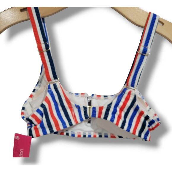 Xhilaration Juniors Patriotic Ribbed Striped Bikini Top XS Red White Blue - Picture 3 of 12